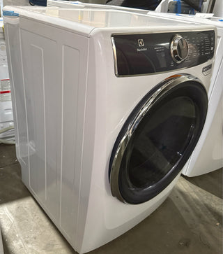 Electrolux 27 inch gas dryer ELFG7637AW side profile showing dimensions, open box