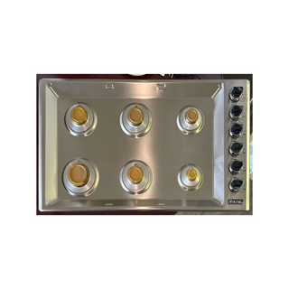 Viking VGSU53616BSS 36 inch gas cooktop burner detail showing SureSpark ignition system, open box, light scratches and swirls