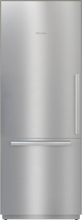 Miele KF2811SF built-in bottom-freezer refrigerator – front view in stainless steel