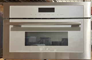Thermador 30 inch wall oven door handle and stainless steel finish detail, Front view, Model MC30WS (Open Box)