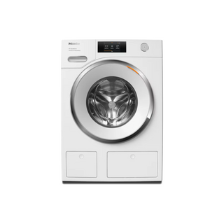 Miele 24-inch Front Load Washer with 2.26 cu. ft. capacity, white, front view, Model WXR860WCS