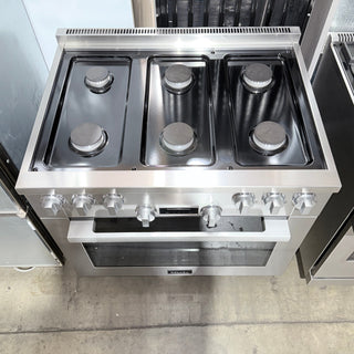 Miele HR1134-3G 36 inch Freestanding Gas Range | Open Box top view