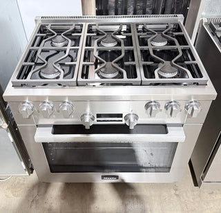 Miele HR1134-3G 36 inch Freestanding Gas Range | Open Box Front top view