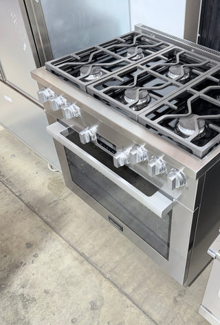 Miele HR1134-3G 36 inch Freestanding Gas Range | Open Box side view