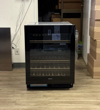Miele KWT6322UG 24-inch built-in wine cooler, obsidian black, front view Open Box
