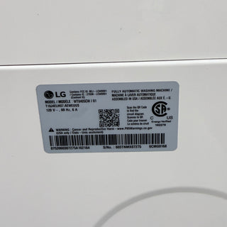 LG WT8405CW 5.3 Cu. Ft. Mega Capacity Smart Top Load Washer, Open box, serial tag