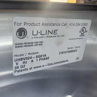 U-Line UHBV524-SG01A 24 inch Beverage Center - Open Box, serial tag