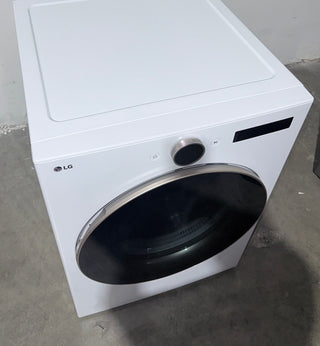 LG DLGX6501W 7.4 Cu. Ft. Smart Gas Dryer with TurboSteam in White - Open Box, corner top view