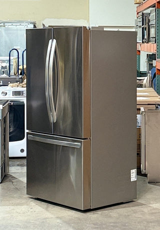 Open box LG LRFLC2706S 27 cu ft French door fridge, Stainless Steel - Side view