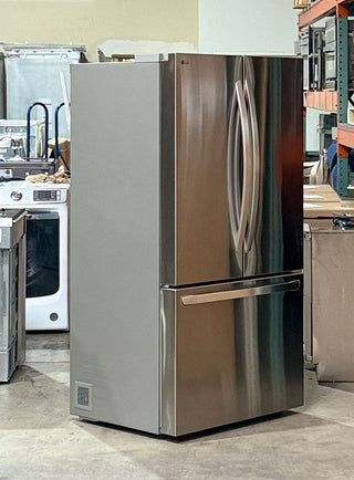 Open box LG LRFLC2706S 27 cu ft French door fridge, Stainless Steel - Side view