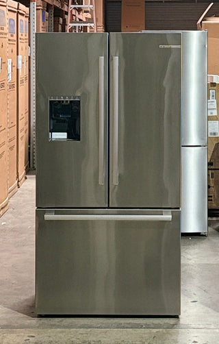 Open box Bosch B36CD50SNS 36-inch French door refrigerator stainless steel – front view
