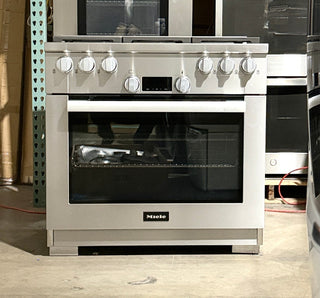 Miele HR1134-3G 30" All-Gas Range in CleanTouch Steel, Front view