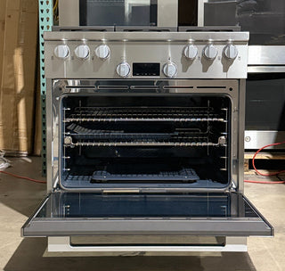  Miele HR1134-3G open oven showing convection interior and glide racks interior view
