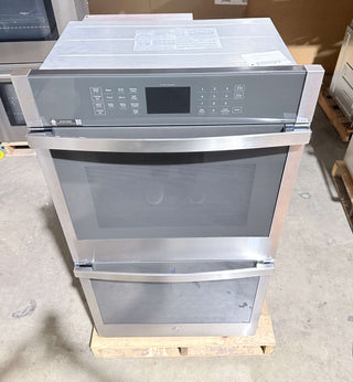 GE JKD3000SNSS 27" Smart Built-In Double Wall Oven in Stainless Steel - Open Box, front top view