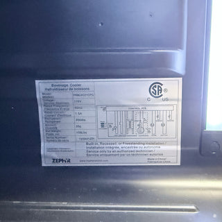 Zephyr PRB24C01CPG 24 inch Beverage Center (Panel Ready) - Open Box, serial number