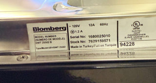 Blomberg DWT25502B 24" Built-In Dishwasher in Black - Open Box, serial tag