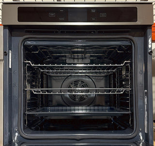 KitchenAid 24 inch wall oven interior view with convection system and multiple rack positions, Model KOSC504PPS (Open Box)