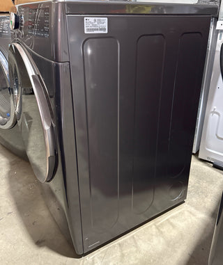 LG 27-inch Gas Smart Dryer with 7.4 cu. ft. capacity, white, side profile, Model DLGX4001B (Open Box)
