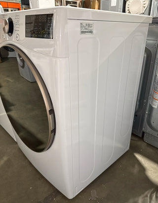 LG 27-inch Gas Smart Dryer with 7.4 cu. ft. capacity, white, Side profile, Model DLGX4001W (Open Box)