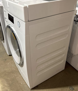 Miele 24-inch Front Load Washer with 2.26 cu. ft. capacity, white, Stacking kit Included, side view, Model WXR860WCS (Open Box)