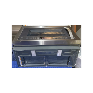 Whirlpool 1.9 cu. ft. over-the-range microwave side profile showing ventilation system and mounting design, dent, Model WMH76719CS (Open Box)