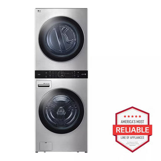 Open Box LG STUDIO 27 inch WSEX200HNA WashTower lower washer area close-up in Noble Steel