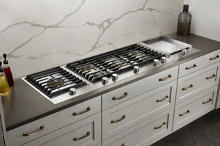 JennAir JGC3536GS 36" 5-Burner Gas Cooktop, Side View - (Stock Photo)